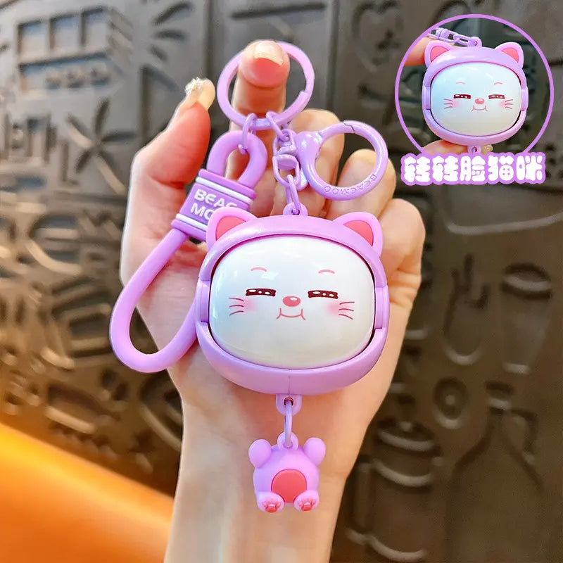 Cute Stress Relief Face Changing Cat Keychain Pendant