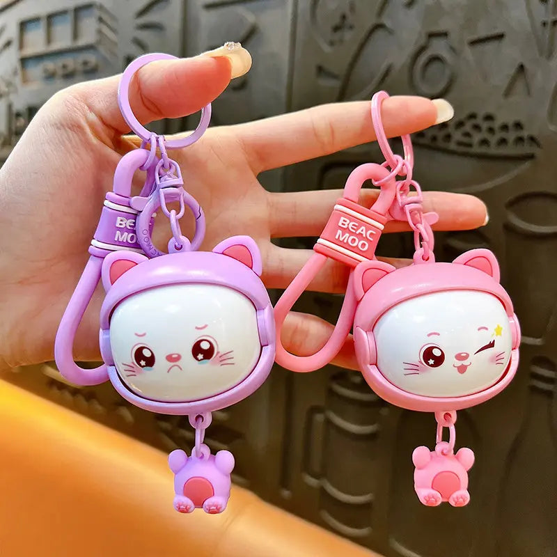 Cute Stress Relief Face Changing Cat Keychain Pendant