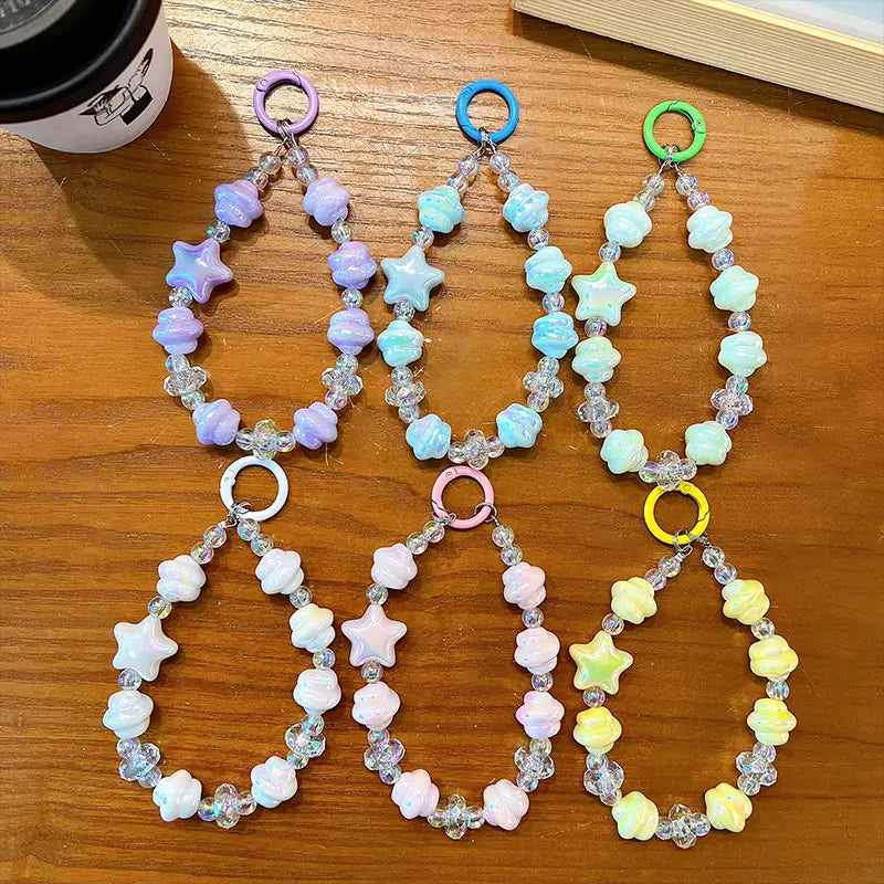 Luminous Star Beaded Phone Chain Keychain Pendant