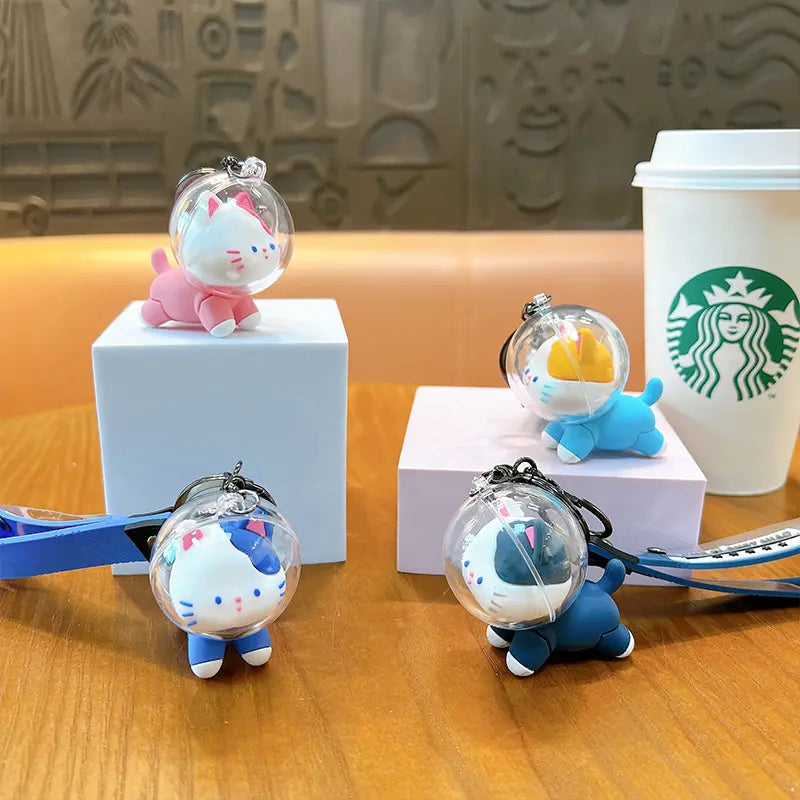 Cute Space Cat Keychain Pendant