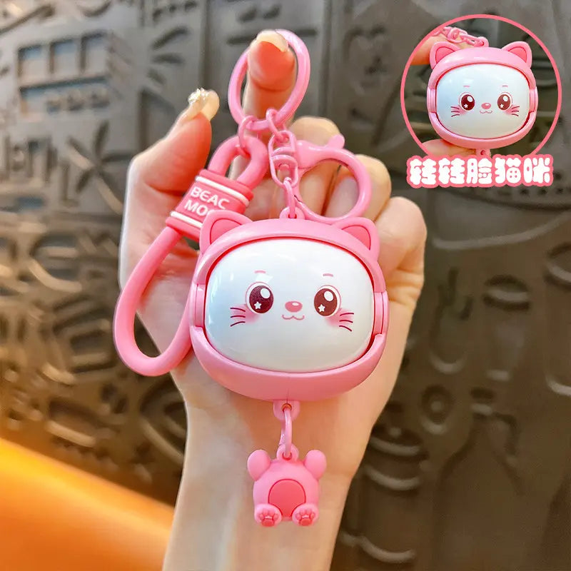 Cute Stress Relief Face Changing Cat Keychain Pendant