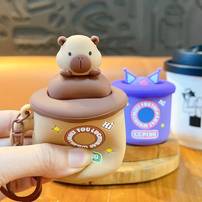 Fun Stress Relief Mug Capybara Squeeze Keychain Pendant