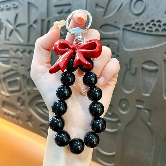 Pearl Bow Beaded Phone Chain Keychain Pendant