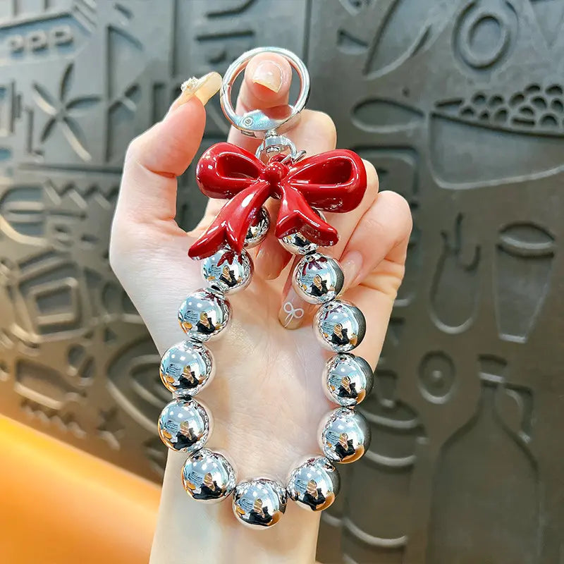 Pearl Bow Beaded Phone Chain Keychain Pendant