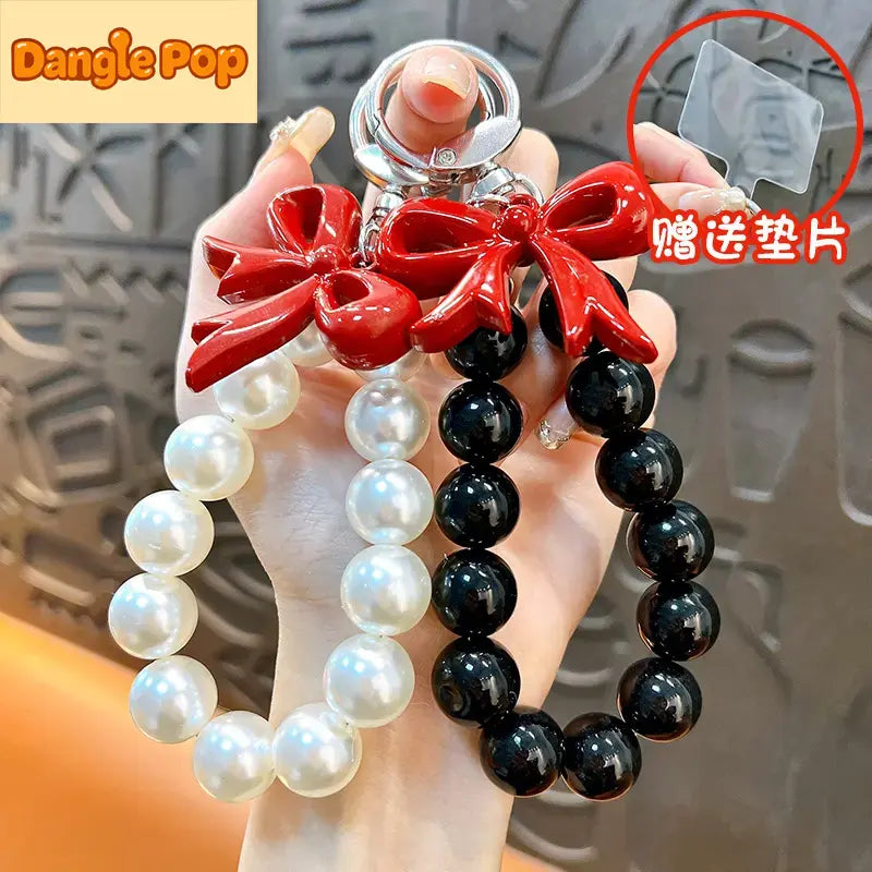 Pearl Bow Beaded Phone Chain Keychain Pendant