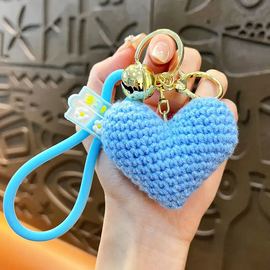 Knitted Handmade Heart Keychain Pendant