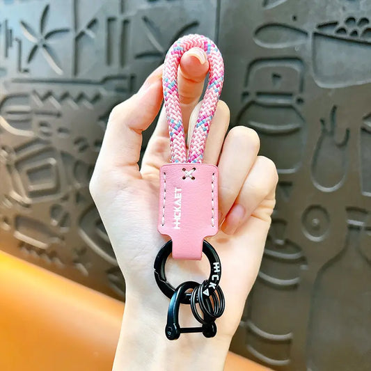 Braided PU Leather Horseshoe Keychain Pendant
