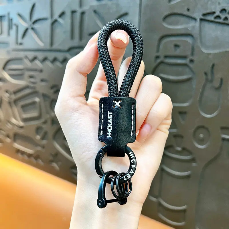 Braided PU Leather Horseshoe Keychain Pendant