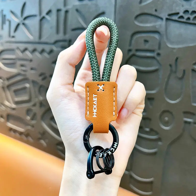 Braided PU Leather Horseshoe Keychain Pendant