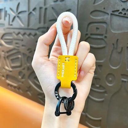 Braided PU Leather Horseshoe Keychain Pendant
