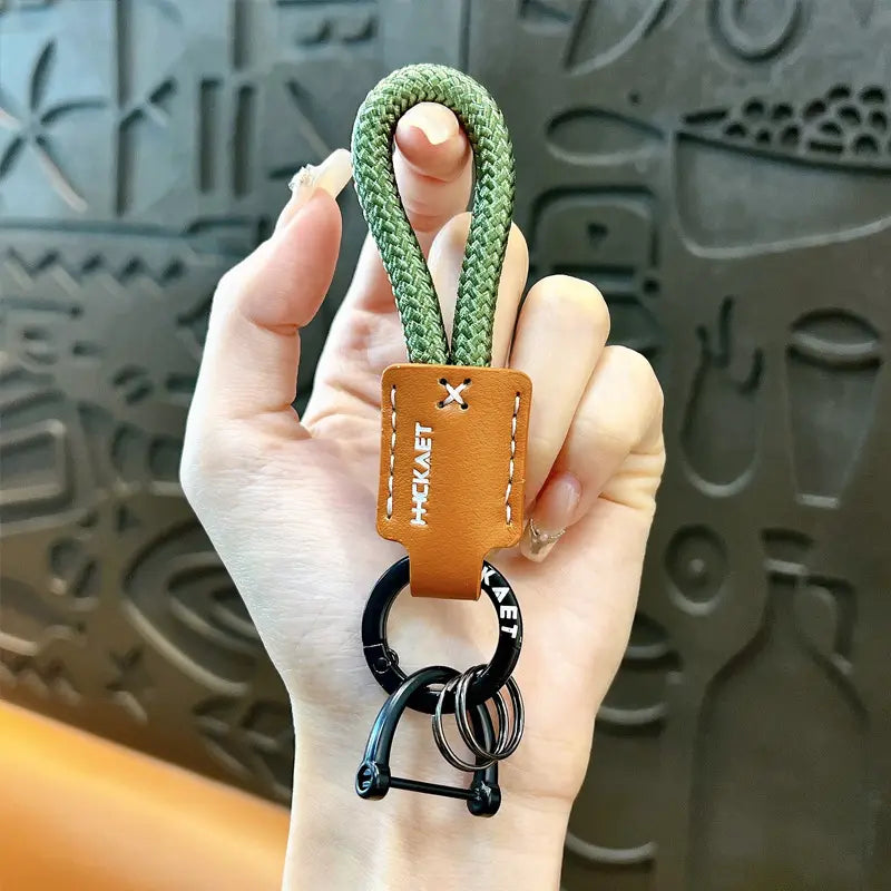 Braided PU Leather Horseshoe Keychain Pendant