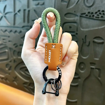 Braided PU Leather Horseshoe Keychain Pendant