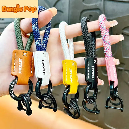 Braided PU Leather Horseshoe Keychain Pendant