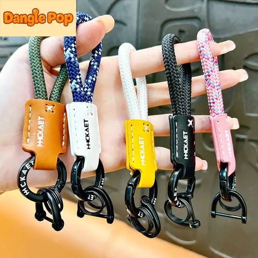 Braided PU Leather Horseshoe Keychain Pendant