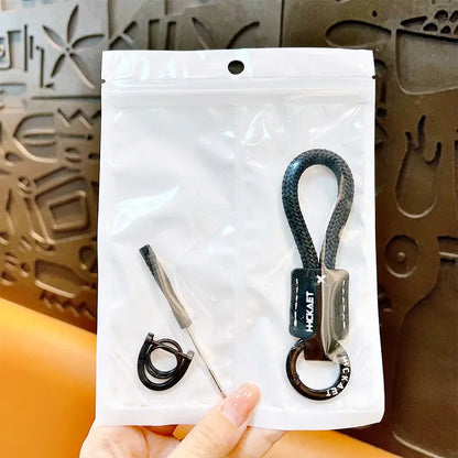 Braided PU Leather Horseshoe Keychain Pendant