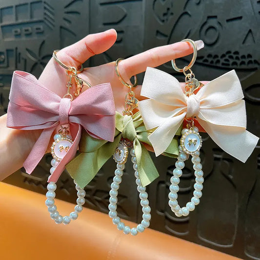 Large Bow Pearl Keychain Pendant