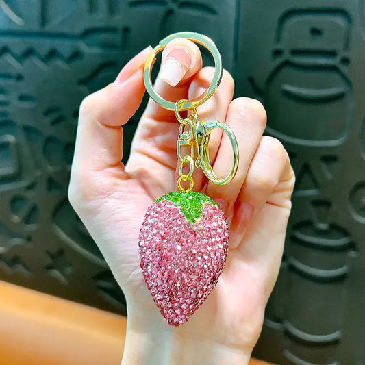 Full Diamond Strawberry Keychain Pendant