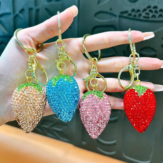 Full Diamond Strawberry Keychain Pendant