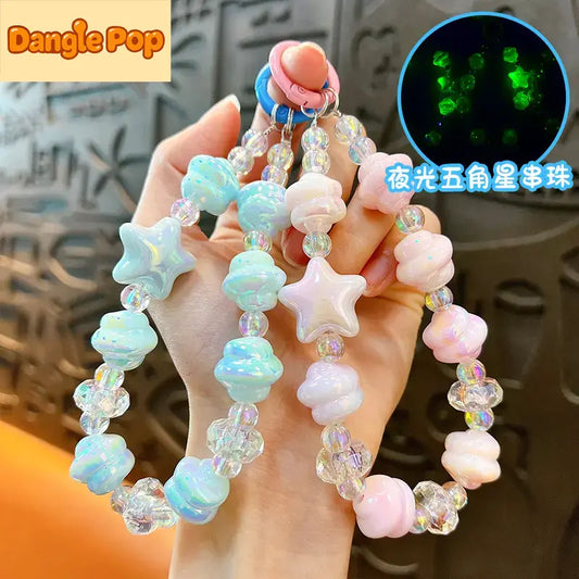 Luminous Star Beaded Phone Chain Keychain Pendant